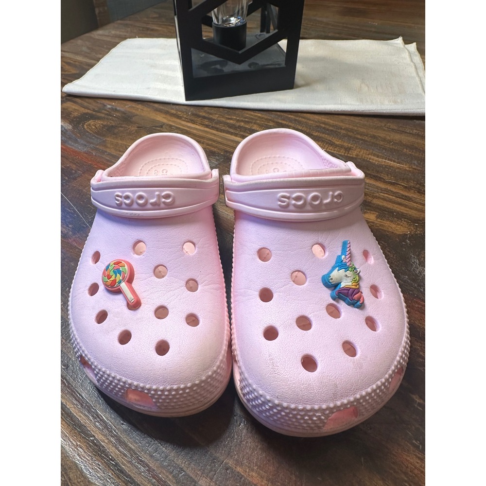 Crocs Kids Classic Clog Ballerina Pink Unicorn Lollipop Jibbitz Size C13 Toddler